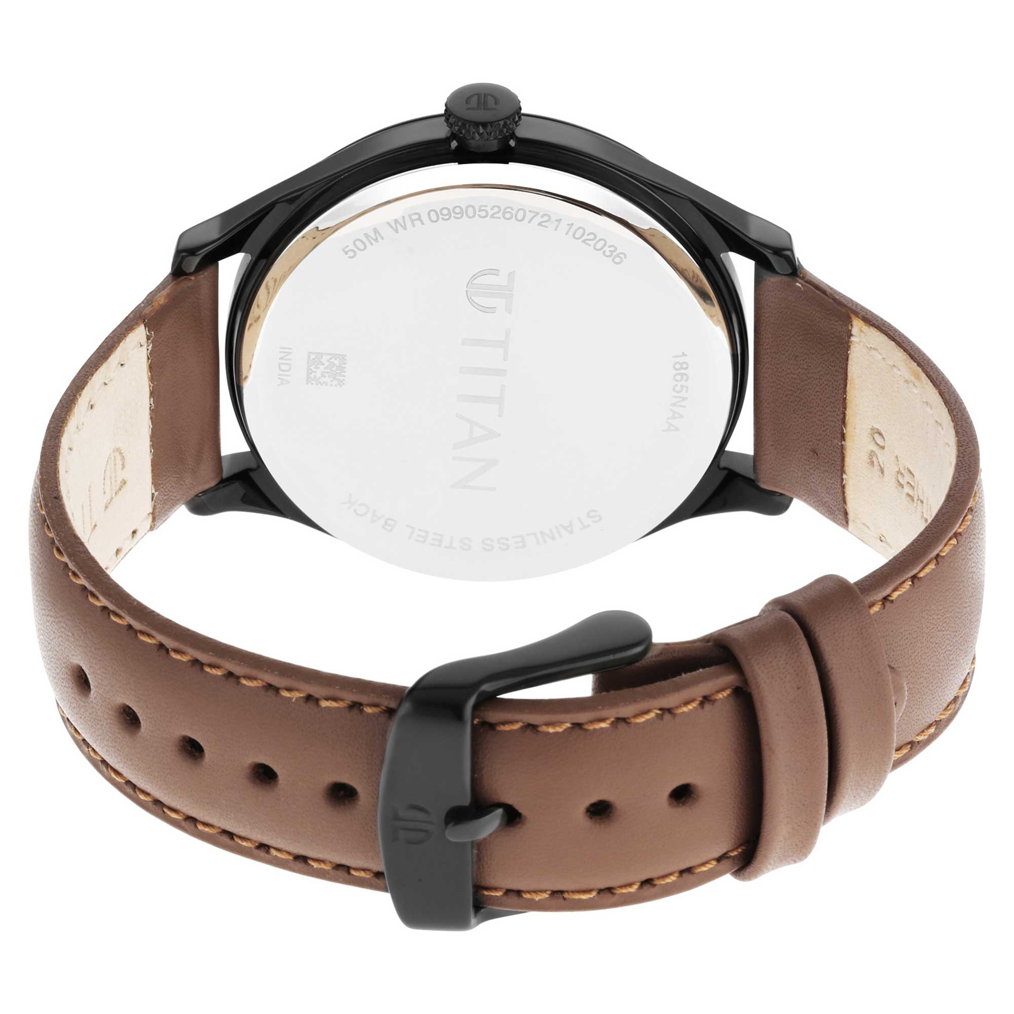 Titan Black Dial Brown Leather Strap Analog Watch for Men