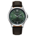 Titan Workwear Green Dial Brown Leather Strap Analog with Day-Date Watch for Men