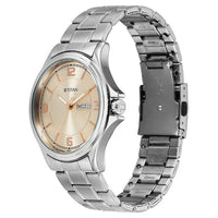 Titan Workwear Beige Dial Silver Stainless Steel Strap Analog with Date Watch for Men