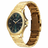 Titan Neo Arabic Quartz Green Dial Gold Strap Watch For Gents