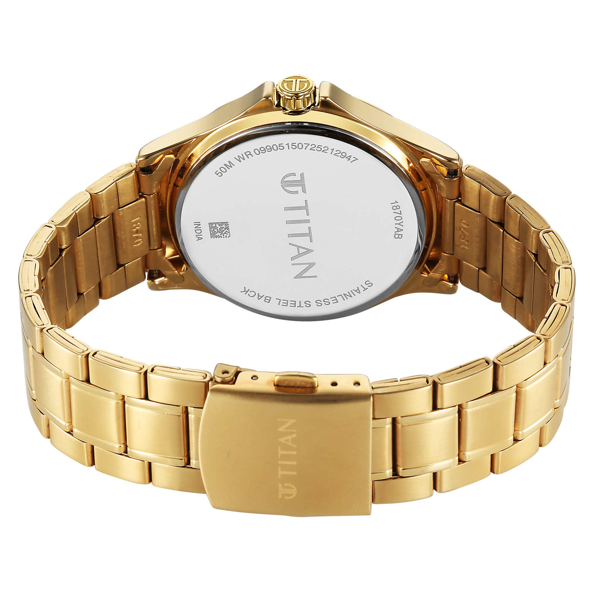Titan Neo Arabic Quartz Green Dial Gold Strap Watch For Gents