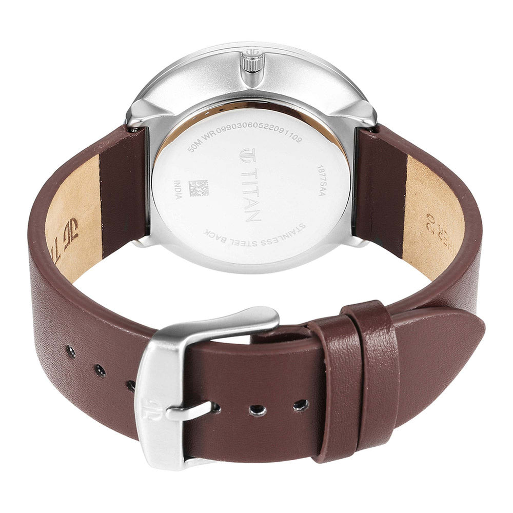 Titan Green Dial Brown Leather Strap Multifunction Watch for Men