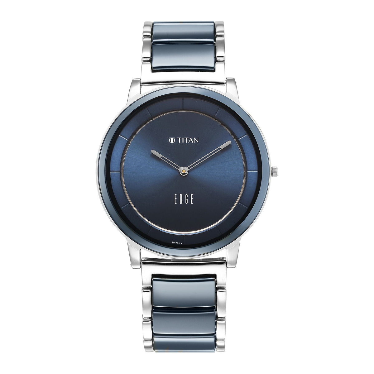 Titan Watches Titan Edge Fusion Quartz Analog Blue Dial Blue Steel & Ceramic Strap Watch for Men