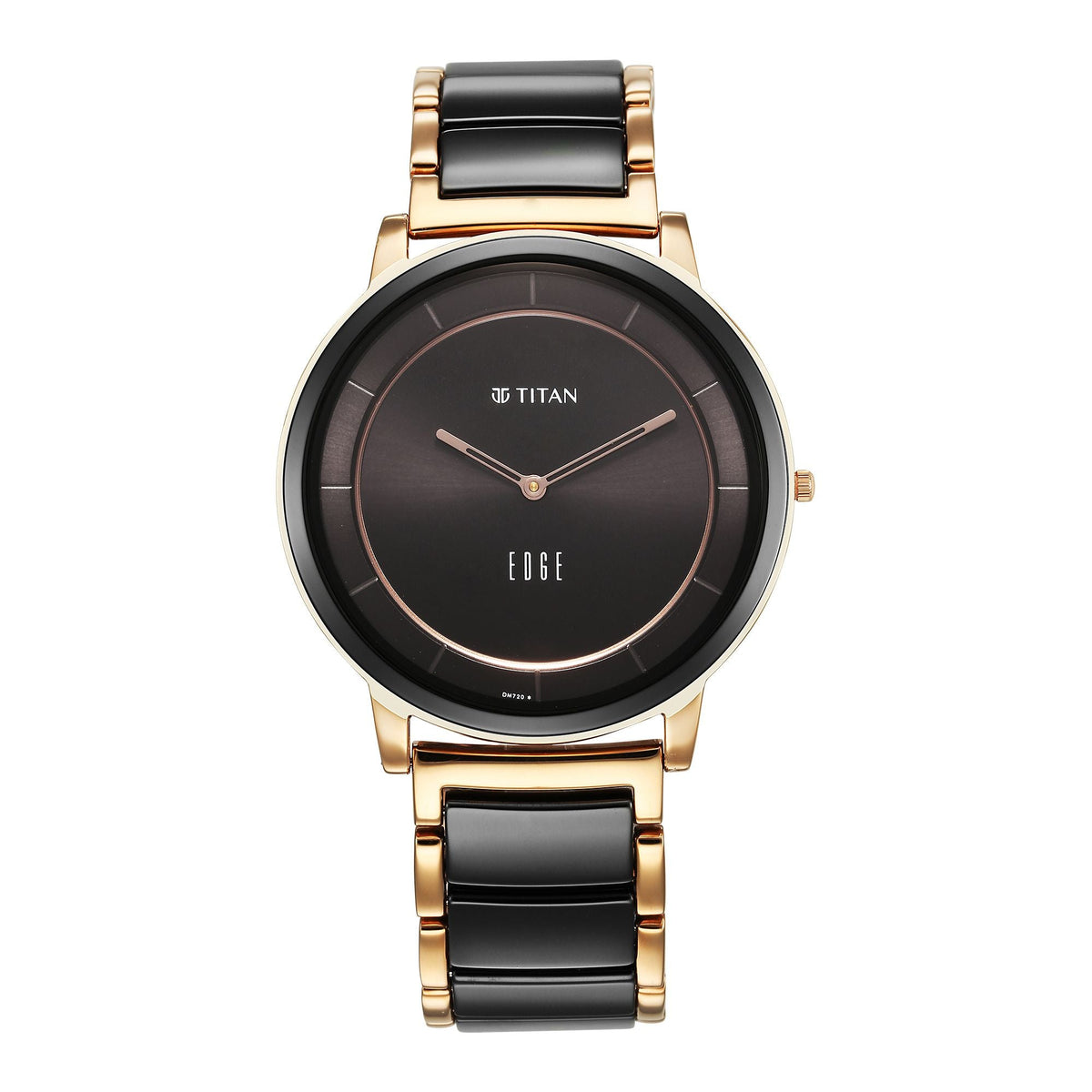 Titan Watches Titan Edge Fusion Quartz Analog Black Dial Black Steel & Ceramic Strap Watch for Men