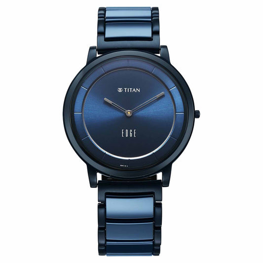 Titan Edge Blue Dial Slim Ceramic Strap Analog Watch for Men
