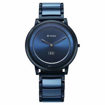 Titan Edge Melange Slim Steel & Ceramic Strap Blue Dial Analog Watch For Men