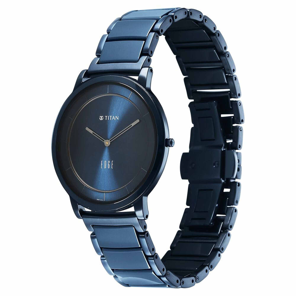 Titan Edge Melange Slim Steel & Ceramic Strap Blue Dial Analog Watch For Men