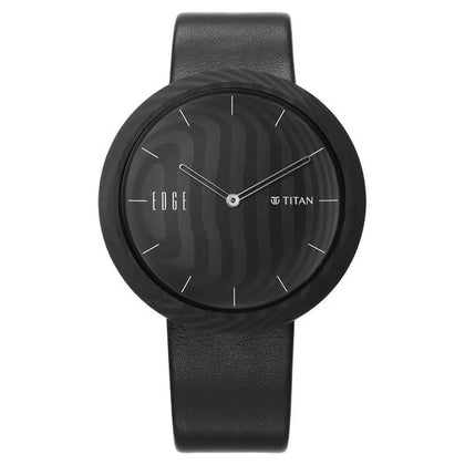 Titan Edge Black Dial Leather Strap Analog Watch for Unisex