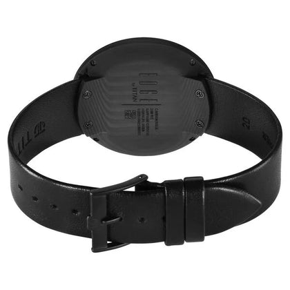 Titan Edge Black Dial Leather Strap Analog Watch for Unisex