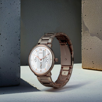 Titan Quartet Grey Dial Quartz Multifunction Stainless Steel Strap watch for Men