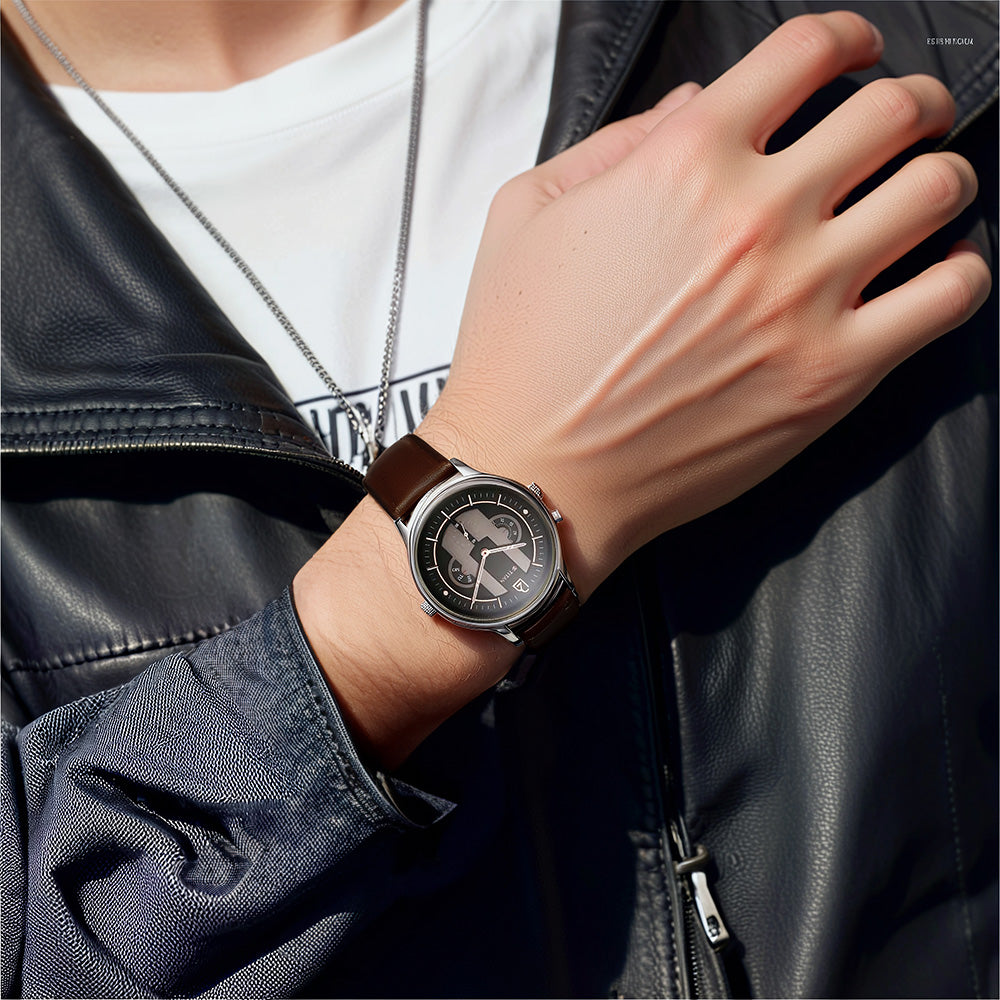 Titan Quartet Black Dial Quartz Multifunction Leather Strap watch for Men