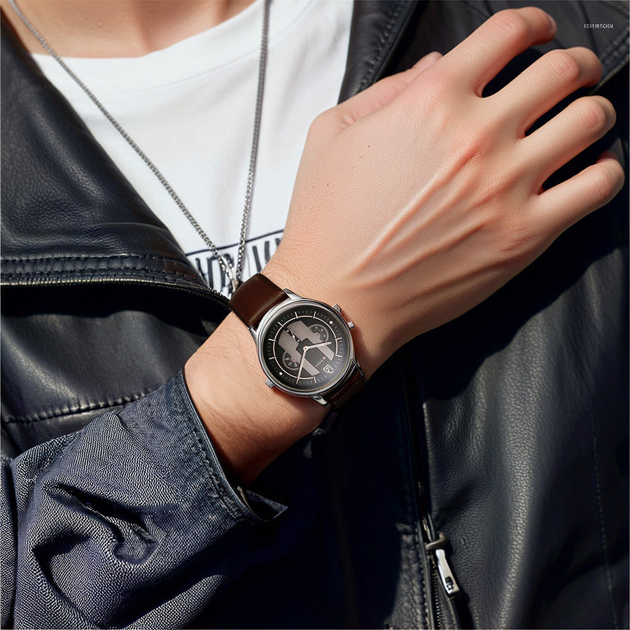 Titan Quartet Black Dial Quartz Multifunction Leather Strap watch for Men