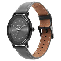 Titan Workwear Anthracite Dial Black Leather Strap Analog Watch for Men