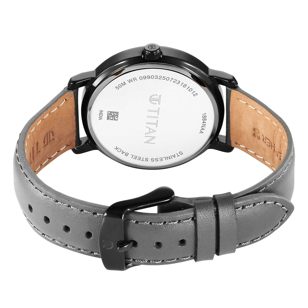 Titan Workwear Anthracite Dial Black Leather Strap Analog Watch for Men