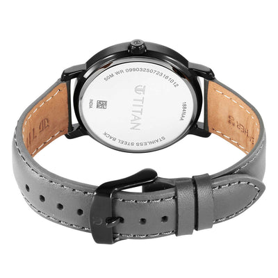 Titan Workwear Anthracite Dial Black Leather Strap Analog Watch for Men