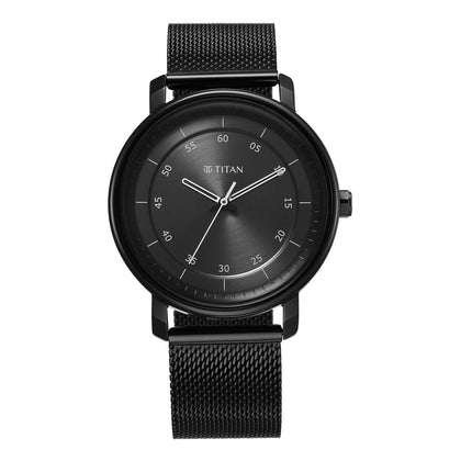 Titan Workwear Quartz Analog Anthracite Dial Leather Strap Watch for Men