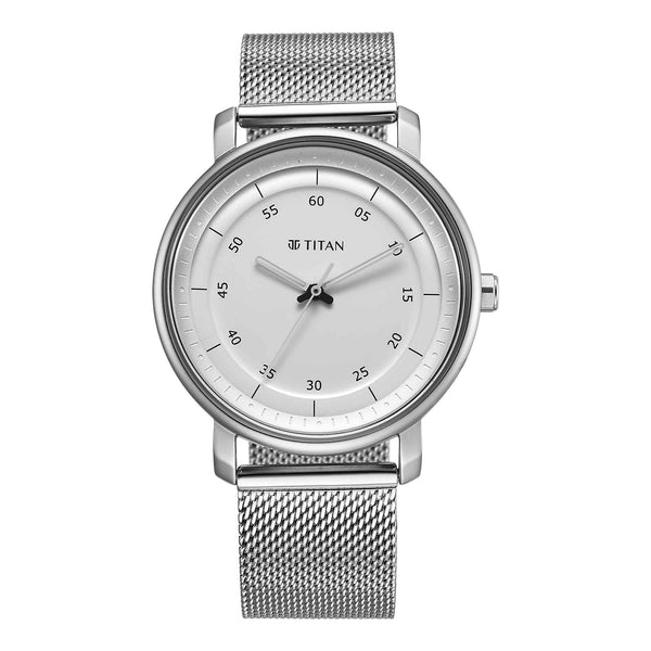 Titan Workwear Silver Dial Stainless Steel Strap Analog Watch for Men