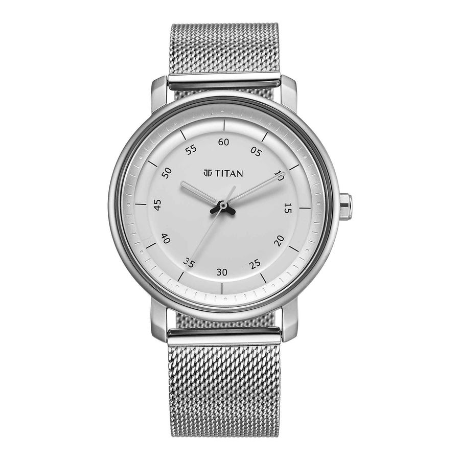 Titan Workwear Silver Dial Stainless Steel Strap Analog Watch for Men