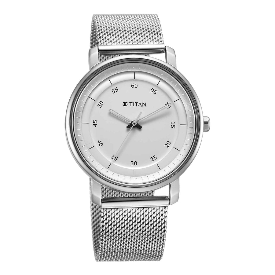Titan Workwear Silver Dial Stainless Steel Strap Analog Watch for Men