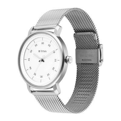 Titan Workwear Silver Dial Stainless Steel Strap Analog Watch for Men