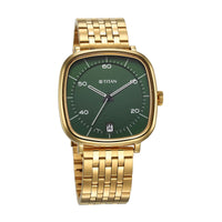 Titan Workwear Green Special Dial Golden Stainless Steel Analog Watch for Men