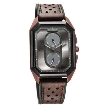 Titan Quartz Multifunction Anthracite Dial Stainless Steel Strap Watch for Men