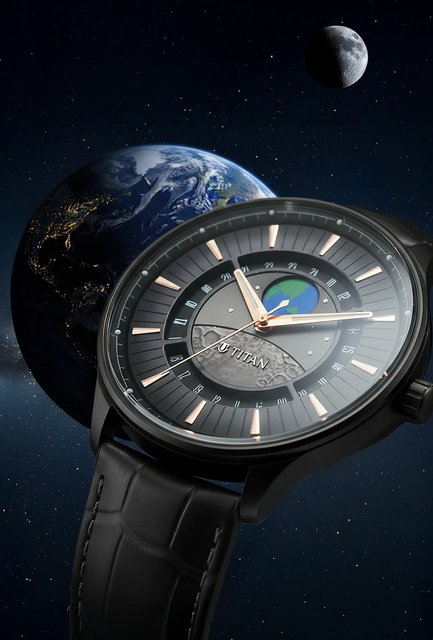 Titan Stellar Earth Disc Grey Dial Watch