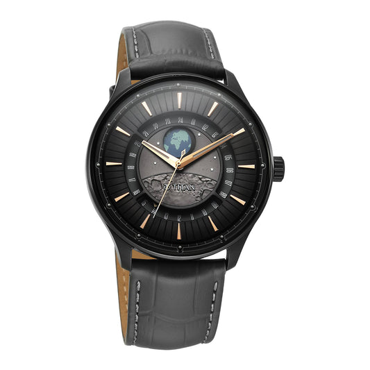 Titan Stellar - 3 Grey Round Dial Leather Strap Watch For Men