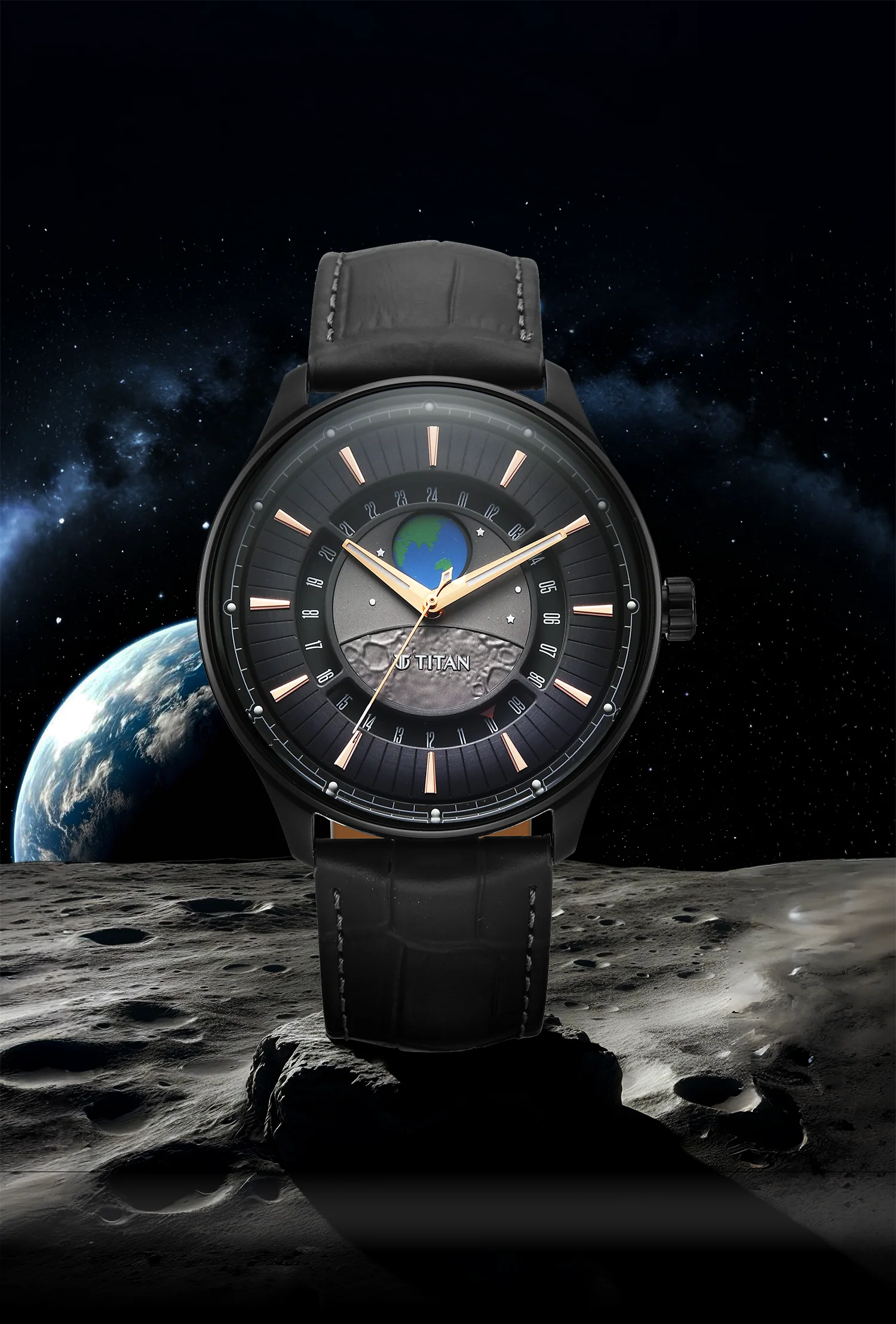 Titan Stellar Earth Disc Grey Dial Watch