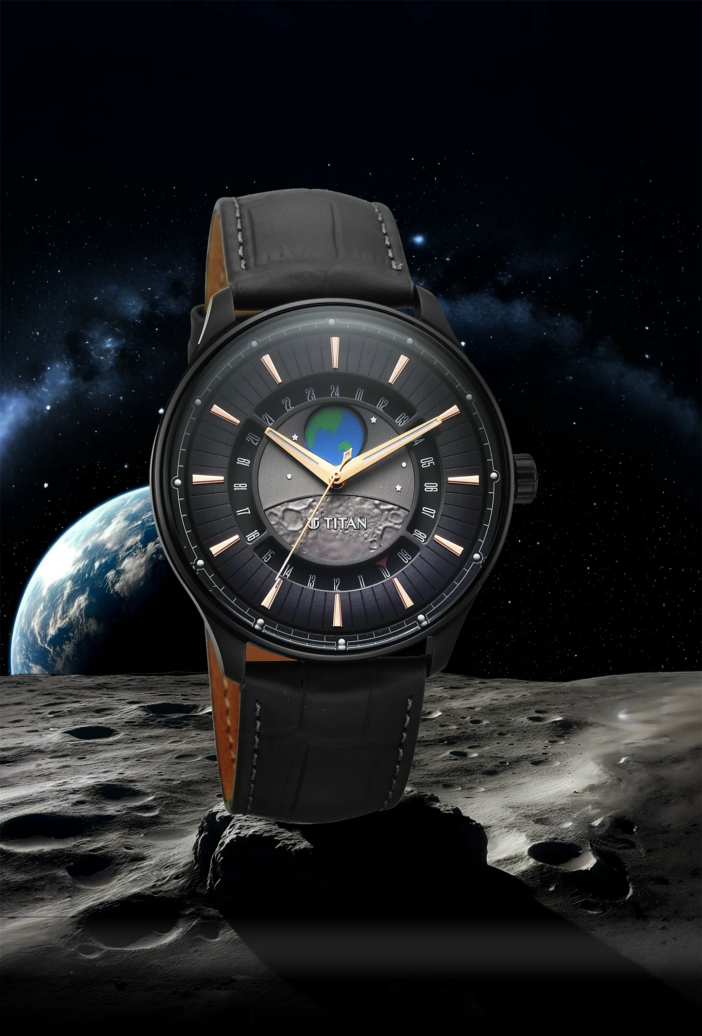 Titan Stellar Earth Disc Grey Dial Watch