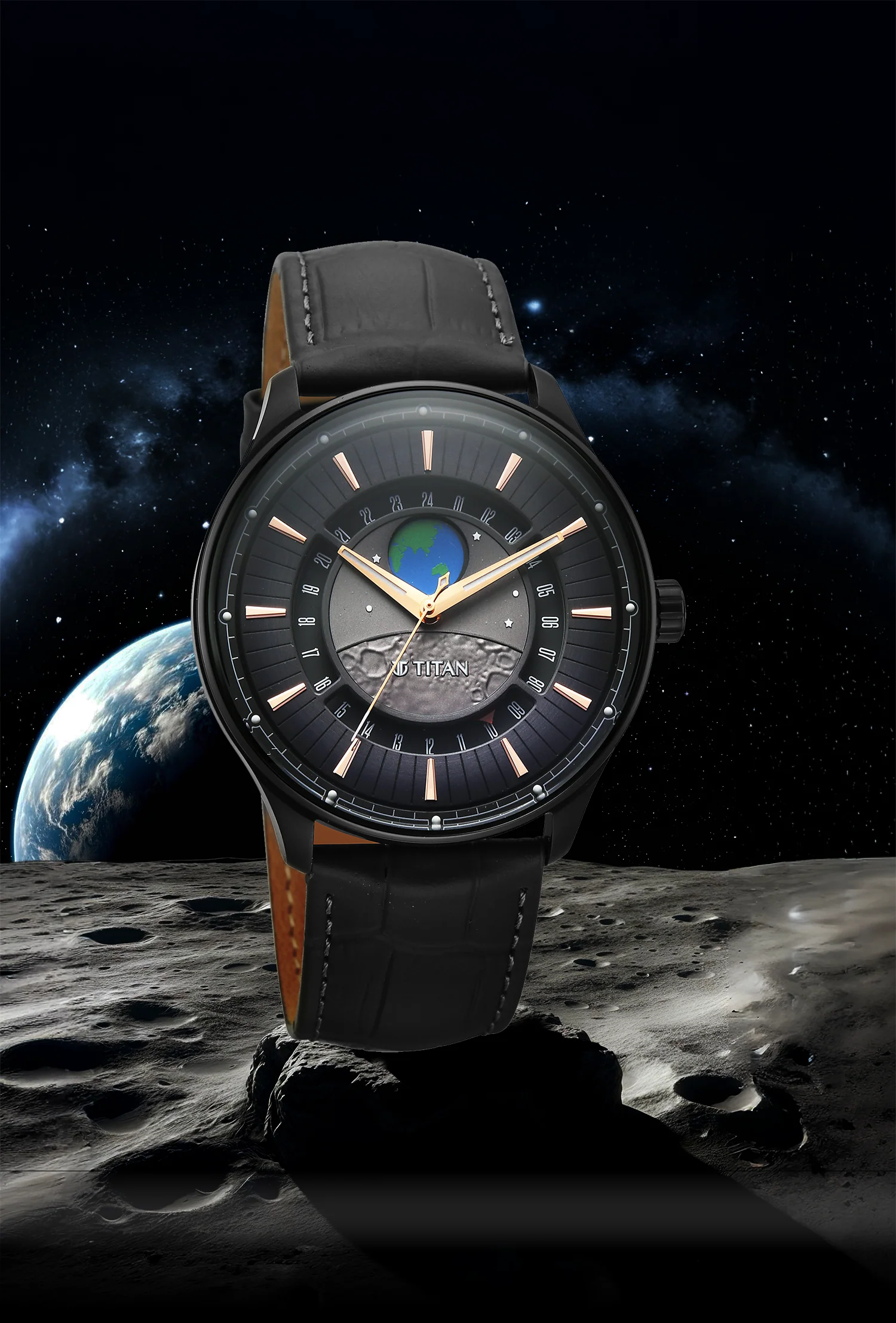 Titan Stellar Earth Disc Grey Dial Watch