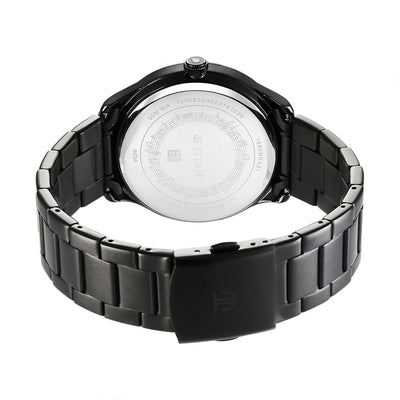 Titan Quartet Black Dial Analog Stainless Steel Strap watch for Men