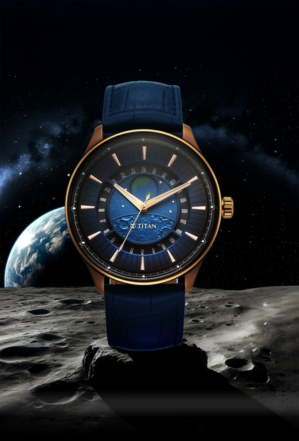 Titan Stellar Earth Disc Blue Dial Watch