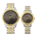Titan Grey Dial Two Toned Stainless Steel Strap Analog with Date Watch for Couple