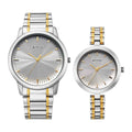 Titan Silver Dial Two Toned Stainless Steel Strap Analog Watch for Couple