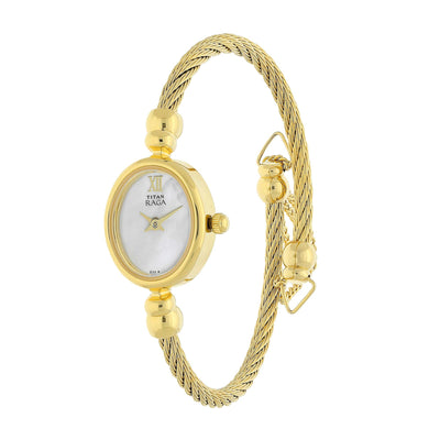 Titan Quartz Analog Mother of Pearl Dial Metal Strap Watch for Women