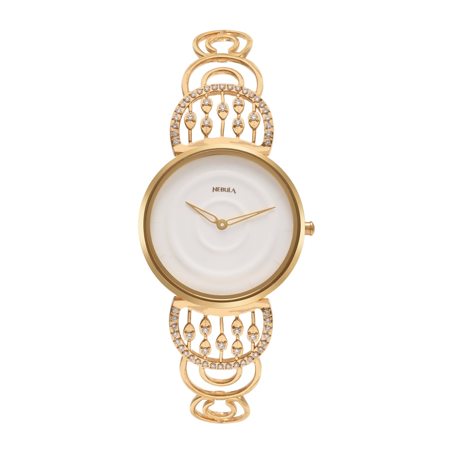 Titan Nebula 18K Gold Dial Diamond Studded Strap Analog Watch for Women
