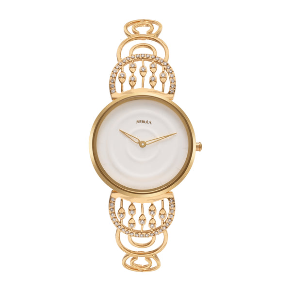 Titan Nebula 18K Gold Dial Diamond Studded Strap Analog Watch for Women