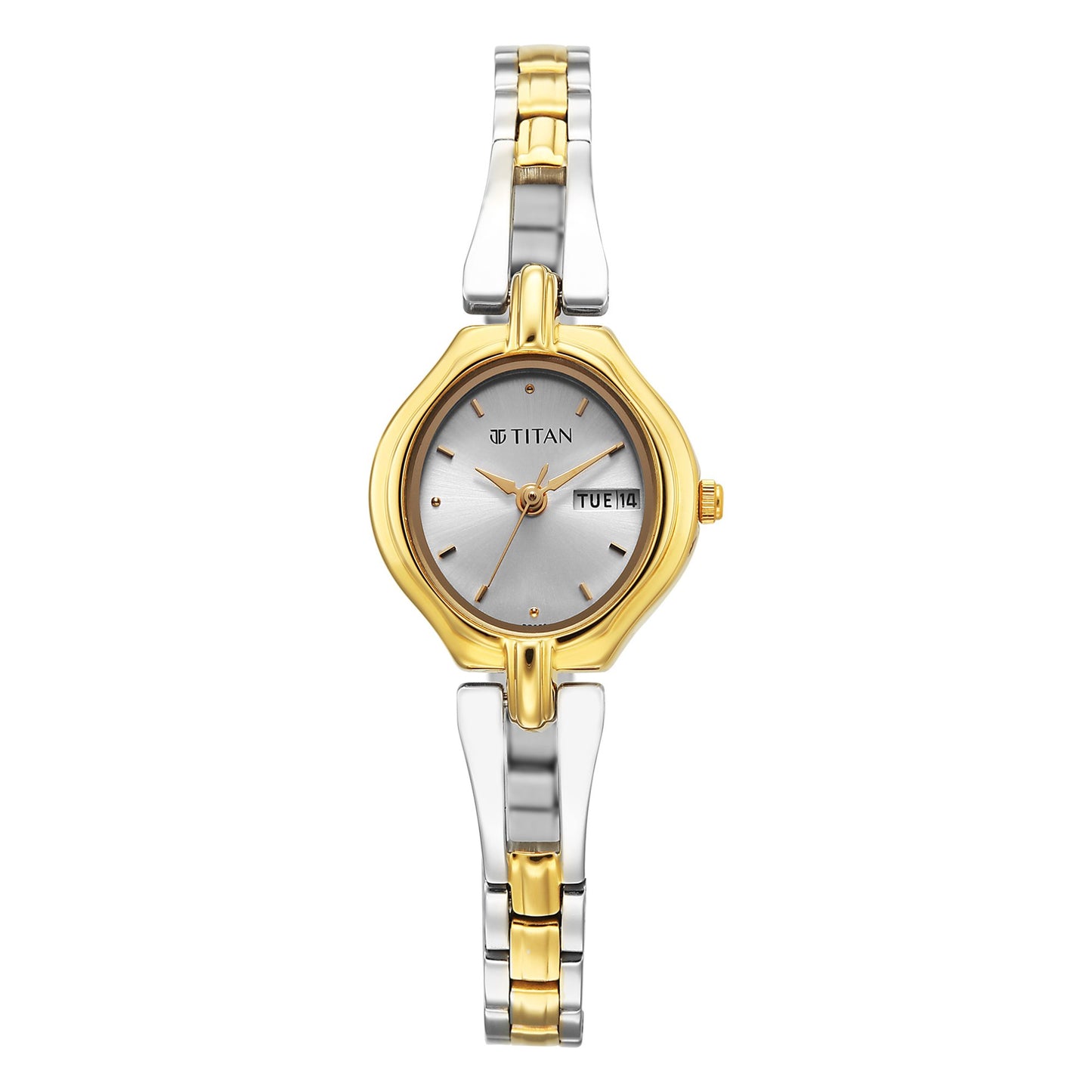 Titan Karishma Silver Dial Dual Color Stainless Steel Strap Analog Watch For Women