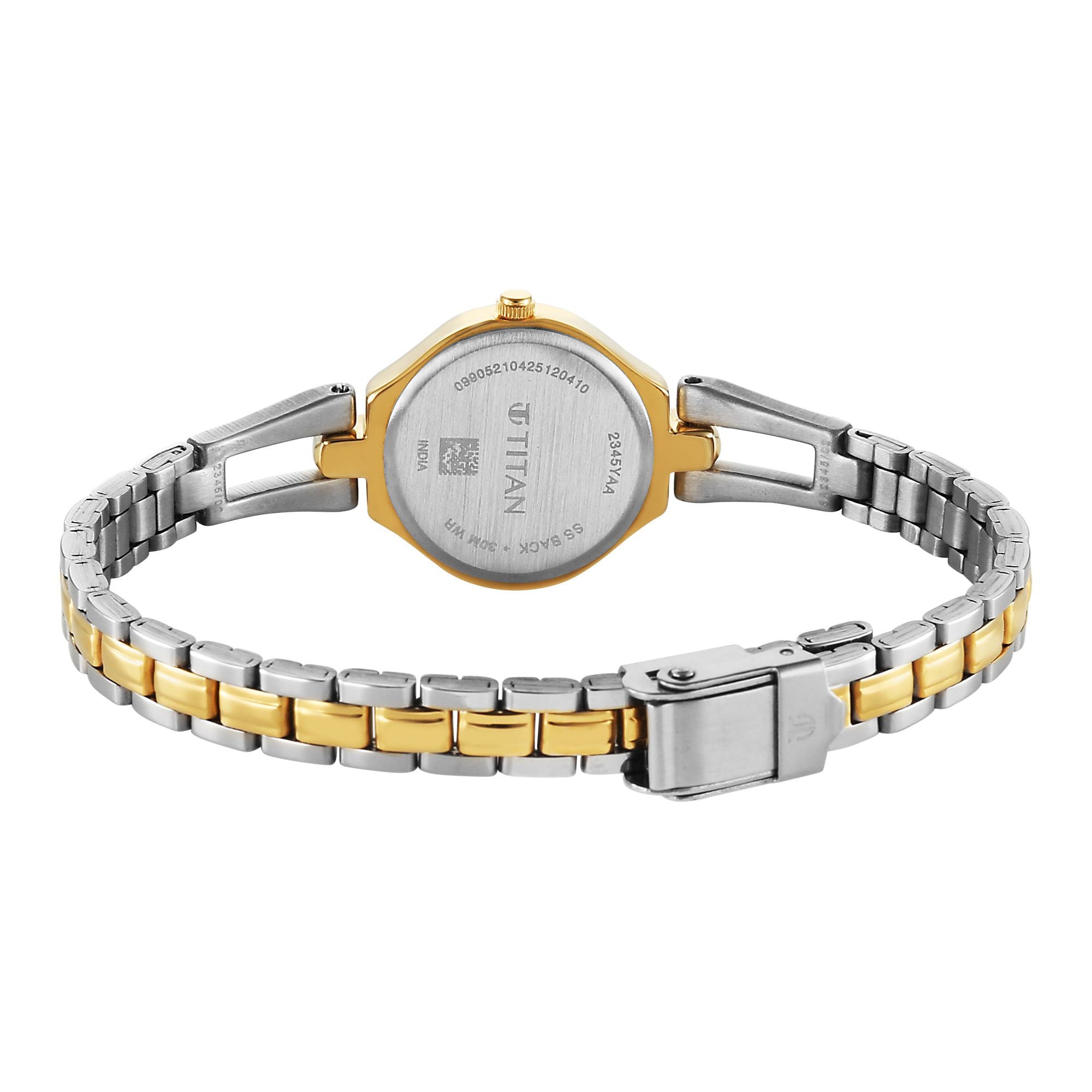 Titan Karishma Silver Dial Dual Color Stainless Steel Strap Analog with Day-Date Watch for Women