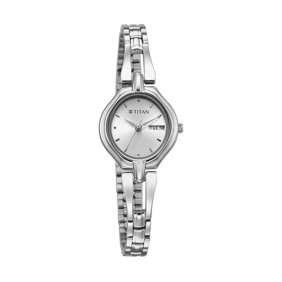 Titan Karishma Silver Dial Metal Strap Watch for Women