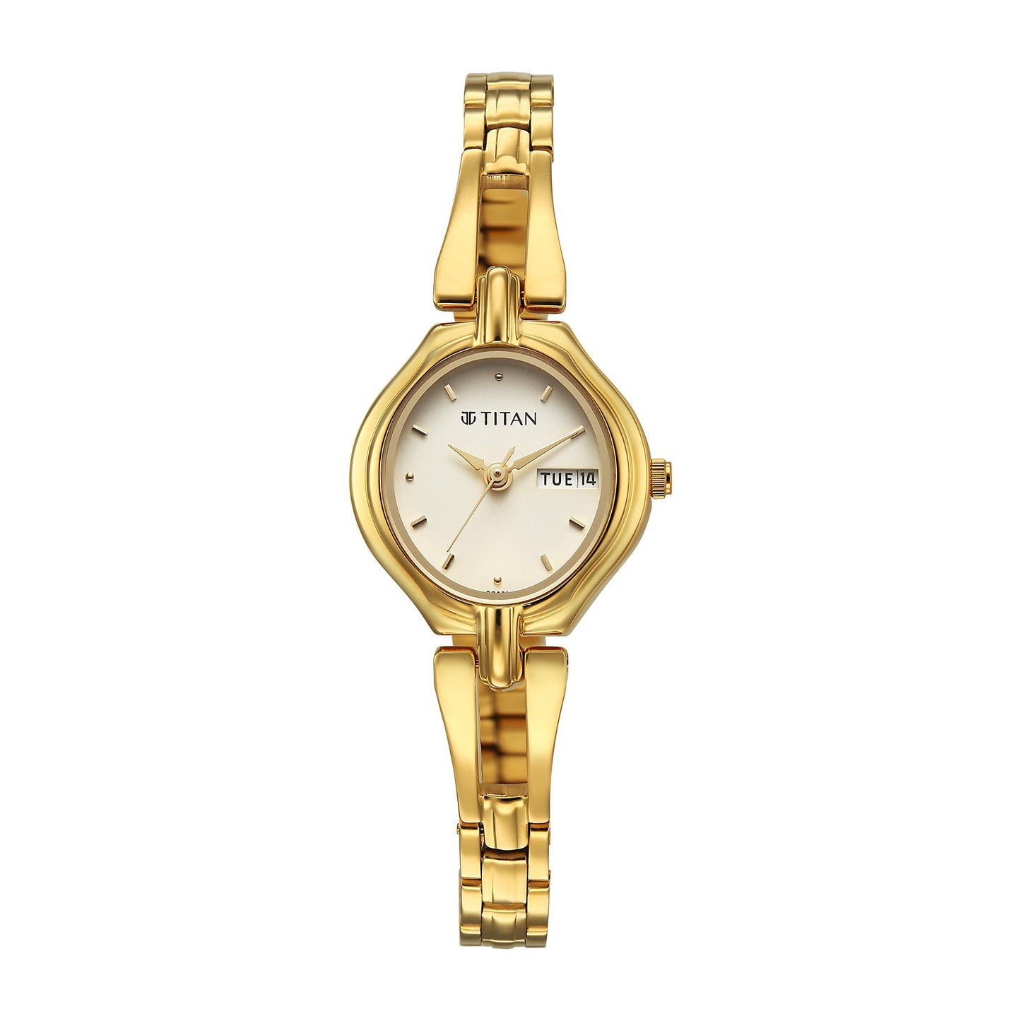 Titan Karishma Ladies Upg Gold Round Dial Stainless Steel Strap Watch For Women