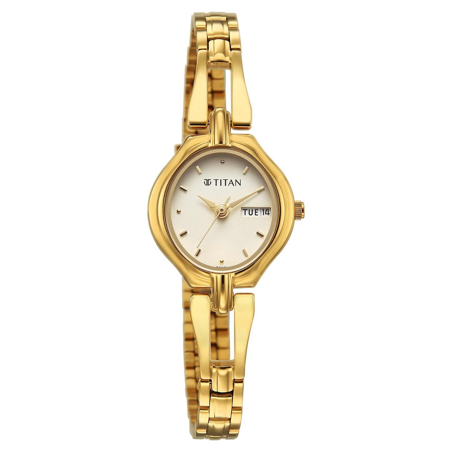 Titan Karishma Ladies Upg Gold Round Dial Stainless Steel Strap Watch For Women