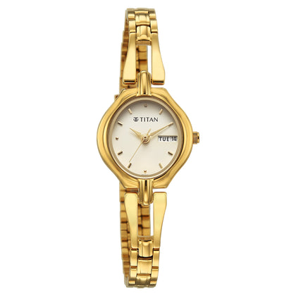 Titan Karishma Gold Dial Stainless Steel Strap Analog Watch for Women