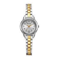 gold and silver women's watch
