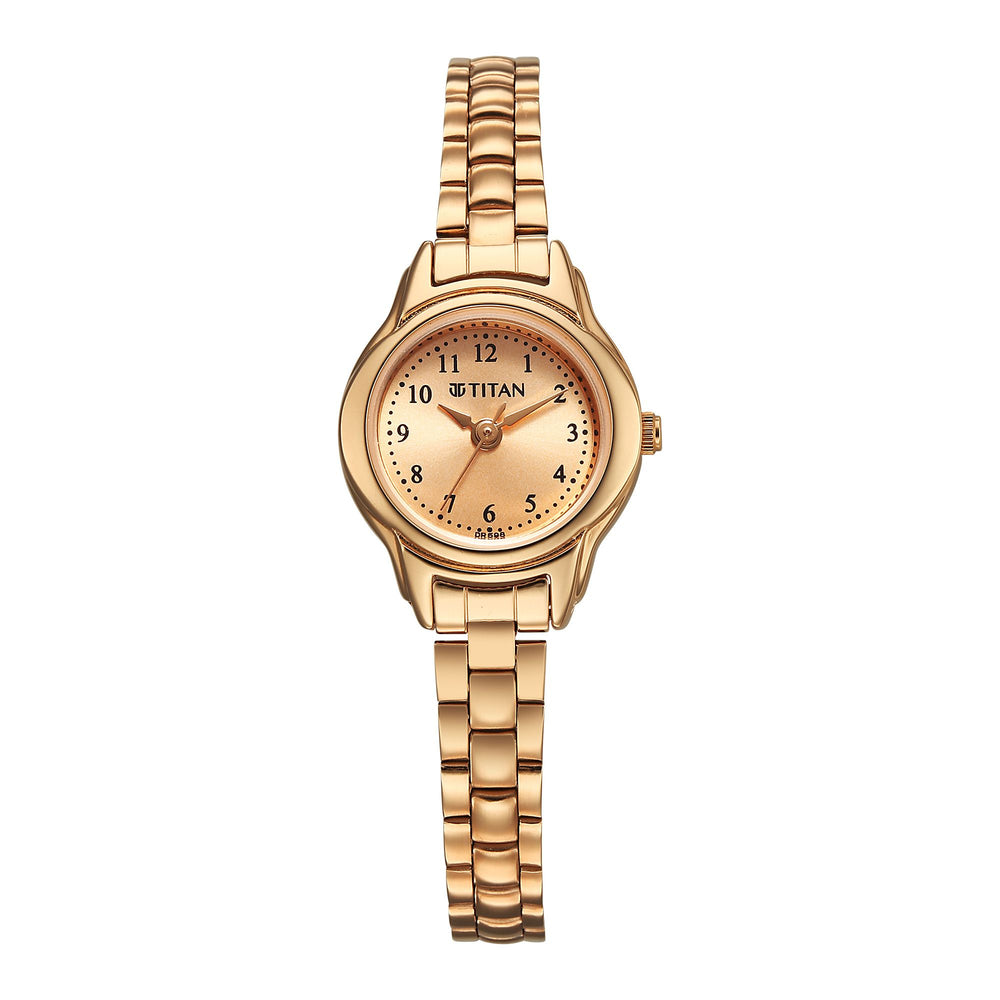 Titan Rose Gold Dial Metal Strap Analog Watch for Women
