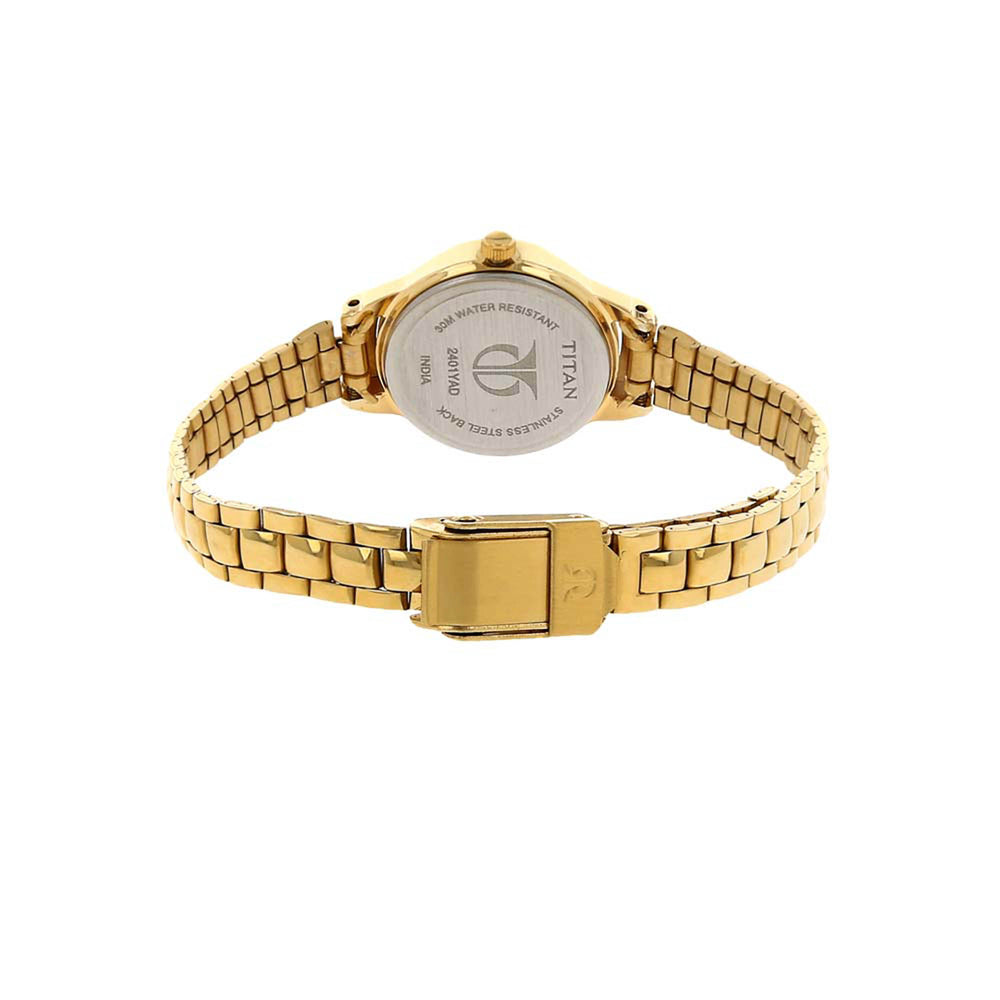 Titan Quartz Analog White Dial Stainless Steel Strap Watch for Women