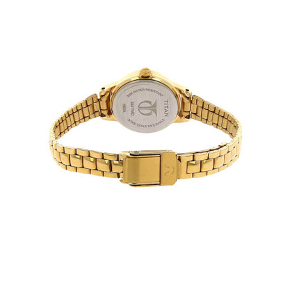 Titan Quartz Analog White Dial Stainless Steel Strap Watch for Women