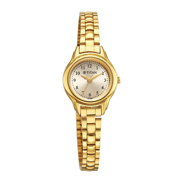 Titan Karishma Gold Dial Stainless Steel Analog Watch for Women