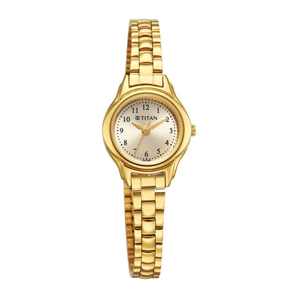 Titan Karishma Gold Dial Stainless Steel Analog Watch for Women